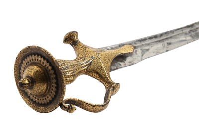 Lot 396 - A GOLD-DAMASCENED (KOFTGARI) STEEL TULWAR (SWORD)