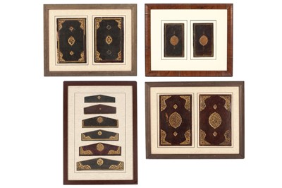 Lot 150 - THREE TOOLED AND GILT LEATHER BOOK BINDINGS AND SIX FLAPS