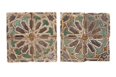 Lot 184 - A PAIR OF SPANISH ARISTA POTTERY WALL TILES