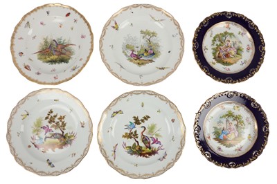 Lot 219 - A group of six Meissen cabinet plates