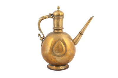 Lot 288 - A LARGE INDIAN BRASS AFTABA (WATER EWER)