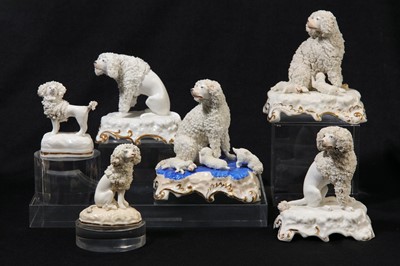 Lot 203 - A Staffordshire porcelain poodle, by Samuel Alcock