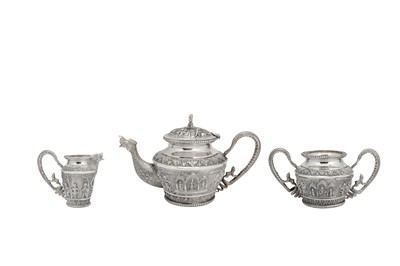Lot 120 - A late 19th century Anglo – Indian silver three-piece tea service, Madras circa 1890 attributed to Peter Orr and Son