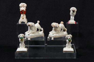 Lot 207 - A collection of Staffordshire porcelain poodles, circa 1820-50