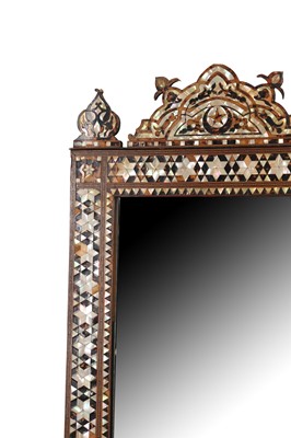 Lot 213 - λ A HARDWOOD MOTHER-OF-PEARL AND TORTOISE SHELL-INLAID MIRROR