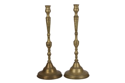 Lot 313 - A Pair of Brass Candlesticks