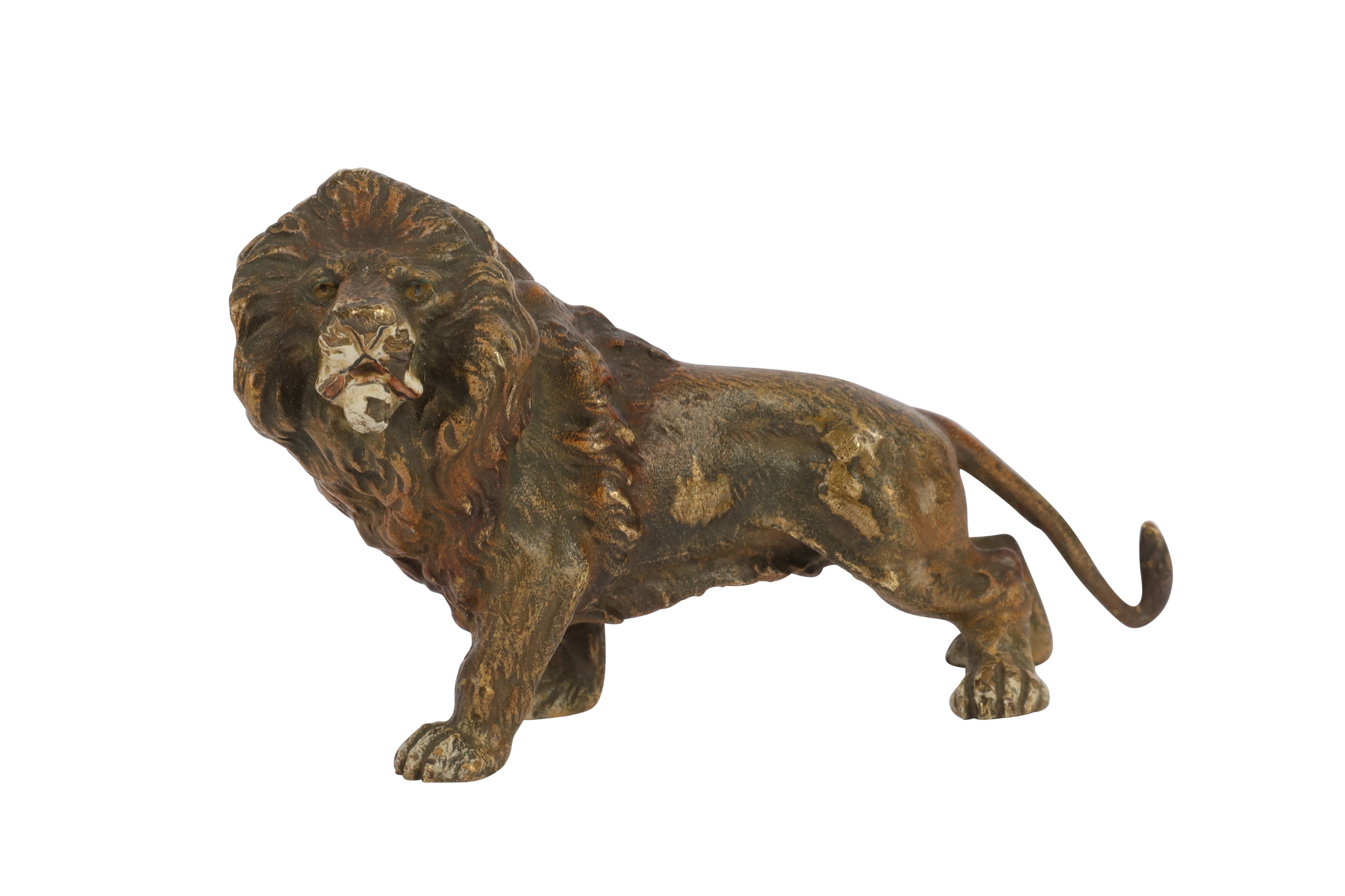 Antique Austrian Cold Painted Bronze Lion Miniature