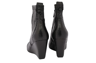Lot 554 - Balenciaga Black Brogue Wedge Ankle Boot - Size 37
