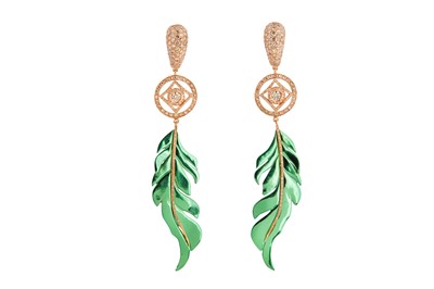 Lot 1237 - A pair of diamond pendent earrings