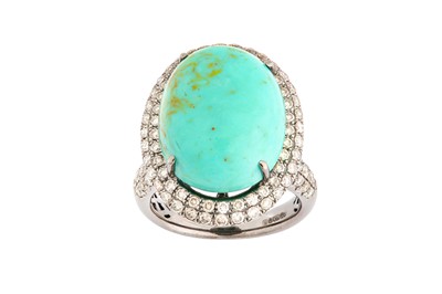 Lot 72 - A turquoise and diamond ring