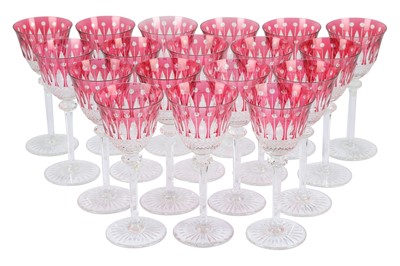 Lot 250 - Saint-Louis Crystal - A set of eighteen 'Tommy' hock glasses, circa 1970