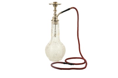 Lot 338 - AN ENGLISH CLEAR BRILLIANT-CUT GLASS WATER PIPE (HUQQA), SECOND HALF OF 19TH CENTURY