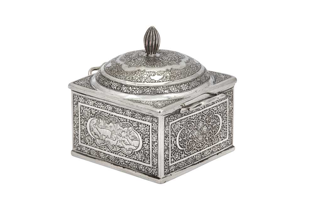 Lot 201 - An early 20th century Iranian (Persian) silver butter cooler dish, Isfahan circa 1930 signed Nasrullah Mohazzeb