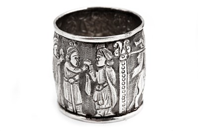 Lot 186 - A pair of early 20th century Iranian (Persian) silver napkin rings, Kermanshah circa 1920