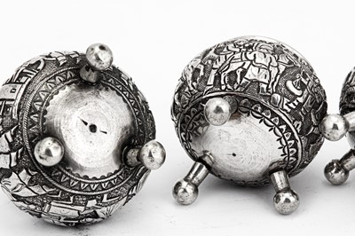 Lot 207 - A selection of early 20th century Iranian (Persian) silver cruets, Shiraz circa 1910-30
