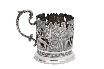 Lot 200 - An early 20th century Iranian (Persian) silver tea glass holder (Podstakannik), Isfahan circa 1930 signed Nasrullah Mohazzeb