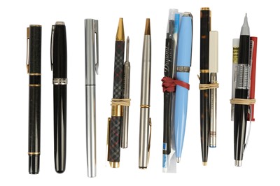 Lot 176 - A small collection of fountain pens, biros and rollerballs