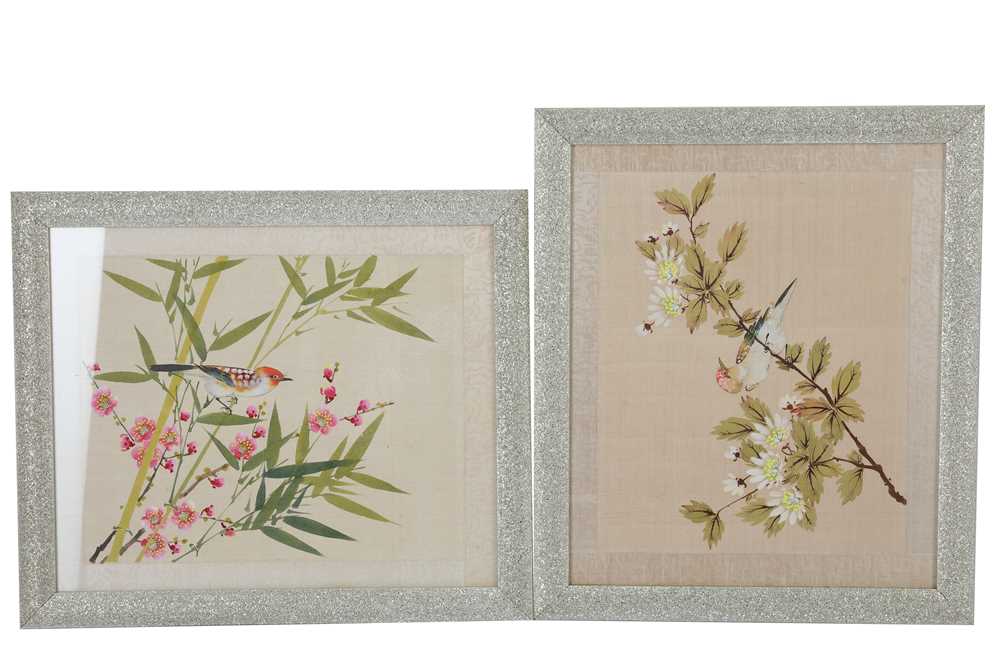 Lot 600 - A set of twelve botanical studies painted on silk