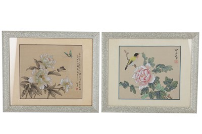 Lot 600 - A set of twelve botanical studies painted on silk