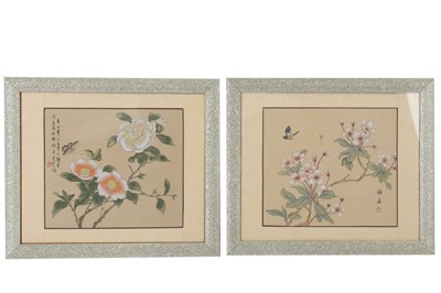 Lot 600 - A set of twelve botanical studies painted on silk