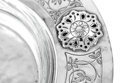 Lot 388 - A George V sterling silver ‘Arts and Crafts’ butter dish, Birmingham 1913 marked for Liberty and Co, probably designed by Bernard Cuzner (1877-1956)