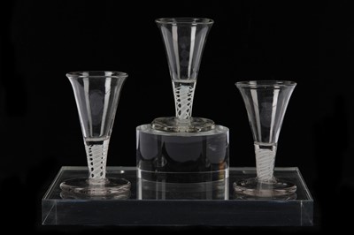 Lot 246 - Three 18th Century miniature drinking glasses