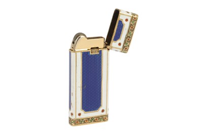 Lot 184 - An Italian 1970s 18ct gold and enamel lighter