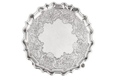 Lot 426 - A George II Scottish sterling silver small salver, Edinburgh 1740 by William Aytoun (b.1691-d.1754)