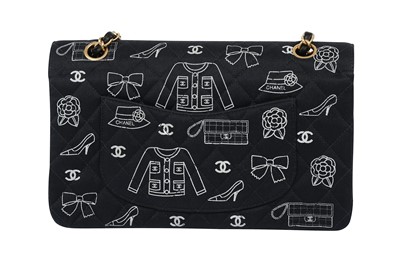 Lot 79 - Chanel Navy Graffiti Medium Double Flap Bag