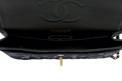 Lot 79 - Chanel Navy Graffiti Medium Double Flap Bag