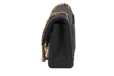Lot 67 - Chanel Charcoal Grey Double Flap Bag