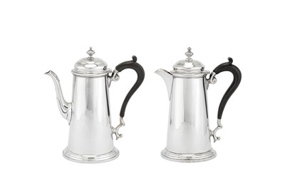 Lot 341 - A George V sterling silver café au lait set, Sheffield 1922/23 by Martin Hall & Co Ltd