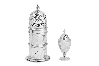 Lot 359 - A Victorian Britannia standard silver light house sugar caster, Chester 1895 by Nathan and Hayes