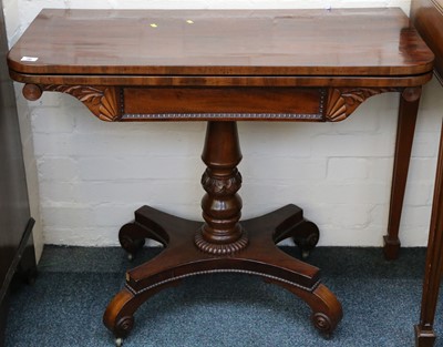 Lot 70 - A 19th Century mahogany fold over card table...