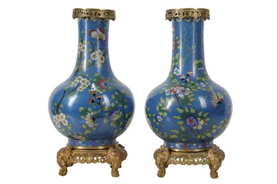 Lot 88 - PAIR OF LATE 19TH CENTURY GILT METAL MOUNTED CHINESE CLOISONNE VASES