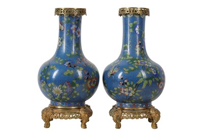 Lot 88 - PAIR OF LATE 19TH CENTURY GILT METAL MOUNTED CHINESE CLOISONNE VASES