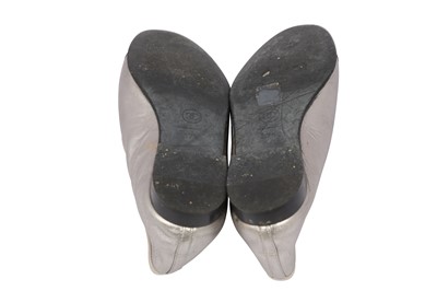 Lot 72 - Chanel Metallic Grey Ballet Flats - Size 37.5