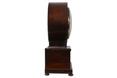 Lot 39 - A 19TH CENTURY ENGLISH WILLIAM IV PERIOD ROSEWOOD AND INLAID CUT BRASS INLAID DIAL CLOCK