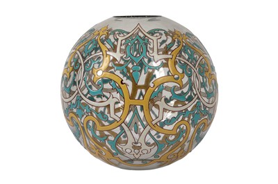 Lot 96 - A LATE 19TH CENTURY AUSTRIAN ENAMELLED GLASS LIGHT SHADE IN MANNER OF LOBMEYER