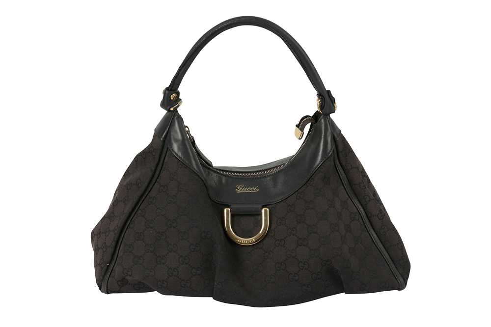 Lot 506 - Gucci Black Monogram D Ring Shoulder Bag