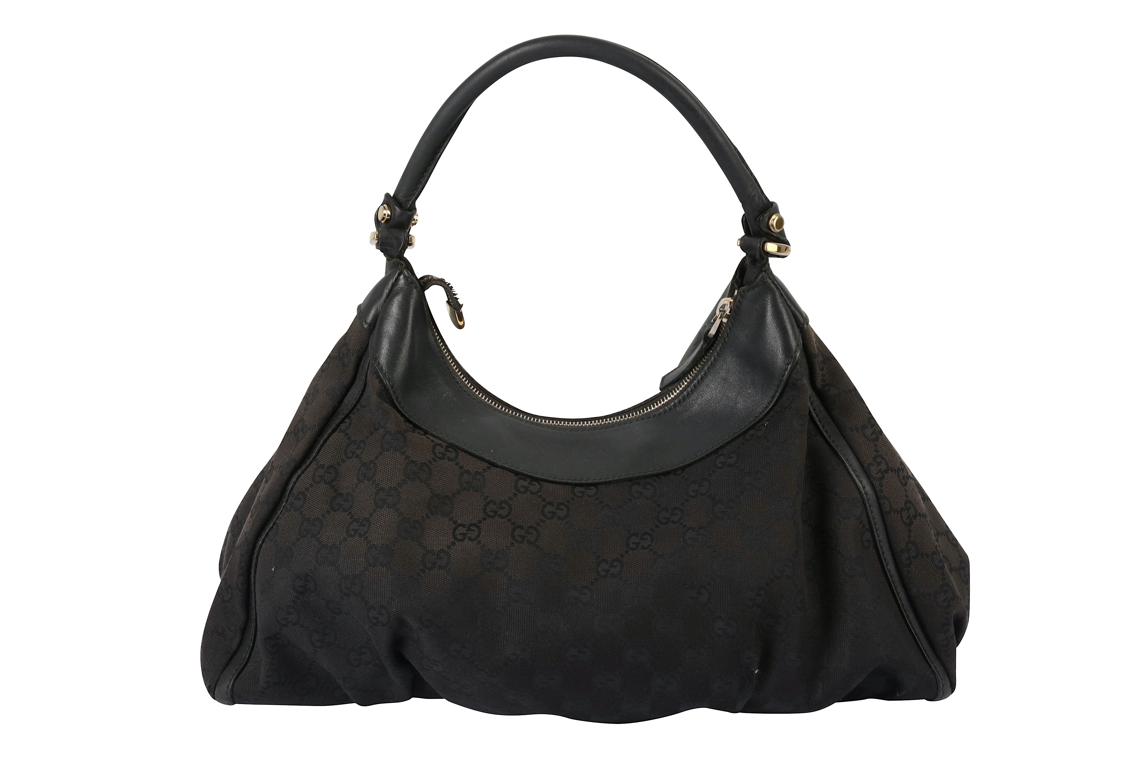 Lot 506 - Gucci Black Monogram D Ring Shoulder Bag