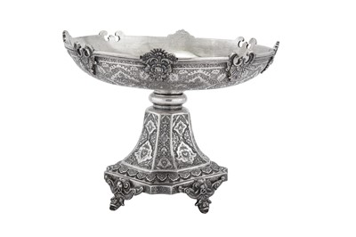 Lot 214 - A mid-20th century Iranian (Persian) silver revolving fruit bowl, Isfahan circa 1940 mark of Bireae