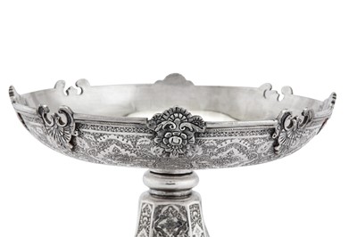 Lot 214 - A mid-20th century Iranian (Persian) silver revolving fruit bowl, Isfahan circa 1940 mark of Bireae