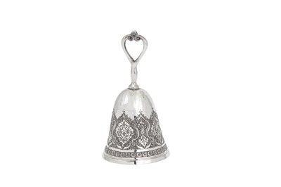 Lot 221 - A mid-20th century Iranian (Persian) silver table bell, Isfahan circa 1970