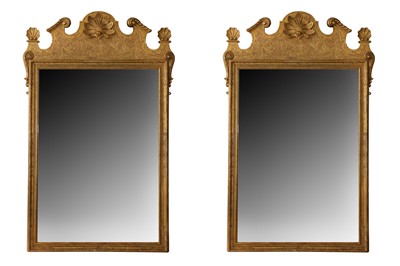 Lot 579 - A PAIR OF MODERN GEORGE I STYLE GILT WOOD MIRRORS