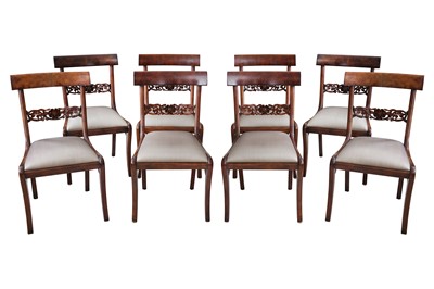 Lot 774 - A set of eight Regency style Theodore Alexander mahogany dining or side chairs