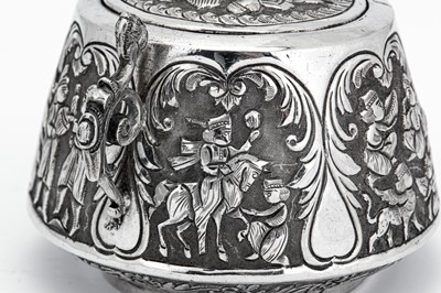 Lot 188 - An early 20th century Iranian (Persian) silver twin handled sugar bowl, Kermanshah circa 1900