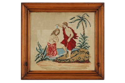 Lot 570 - An early Victorian sampler worked in coloured silks