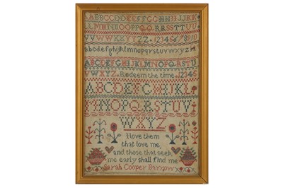 Lot 570 - An early Victorian sampler worked in coloured silks