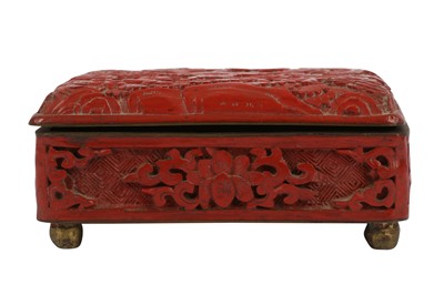 Lot 437 - A Cinnabar lacquer rectangular box